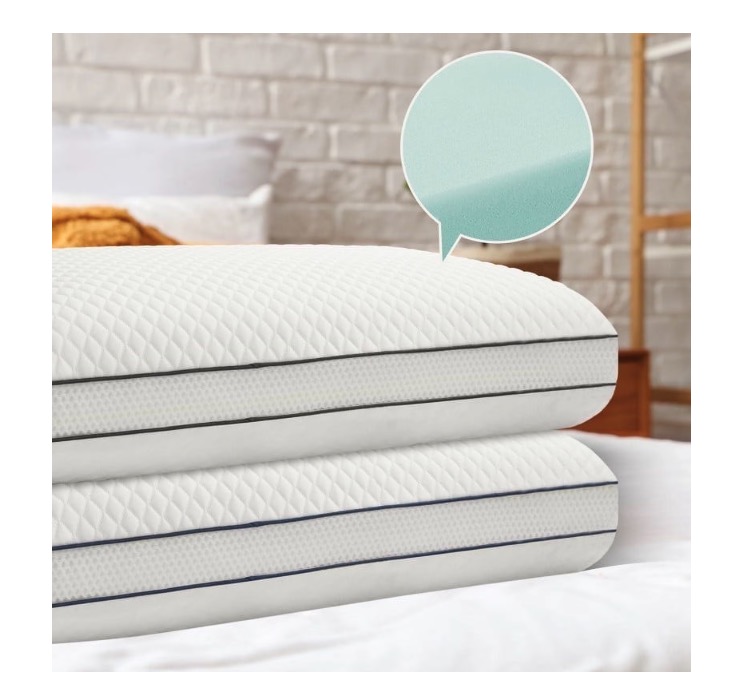 JUSTLET Memory Foam Pillows Set of 2 with Scent,Cooling Pillows for Back,Side,Stomach Sleepers,Removable and Washable Cover,Neck & Shoulder Support,27.56x15.75x3.94 Inch