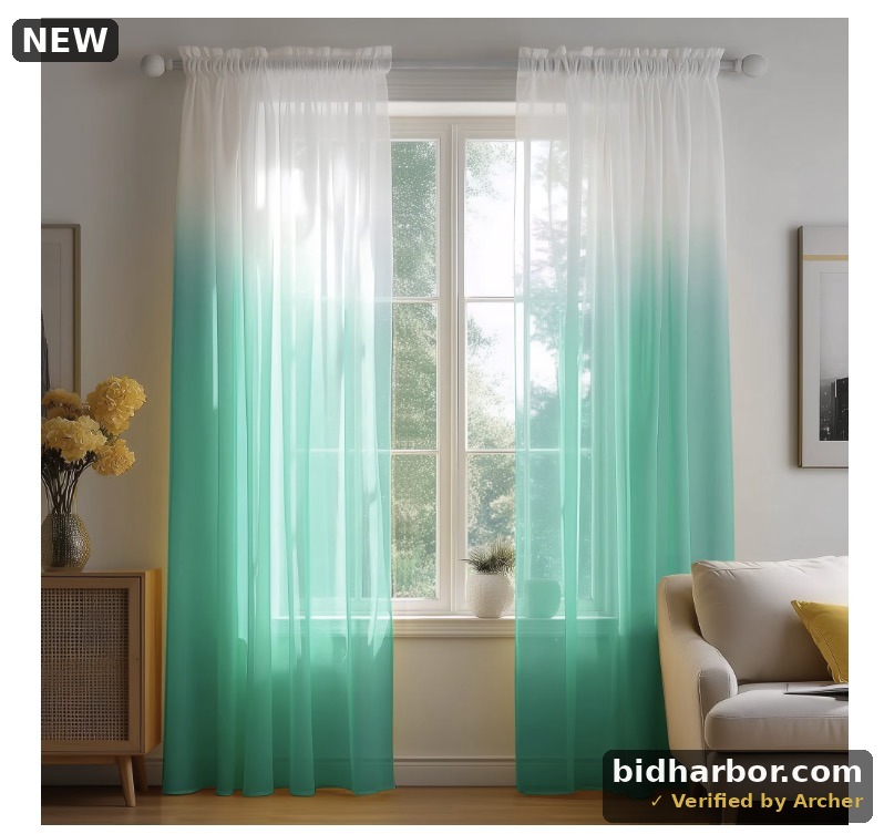 ZOPZO Ombre Semi-Sheer Rod Pocket Curtains, 52 x 63 in, Set of 2 Panels, Green