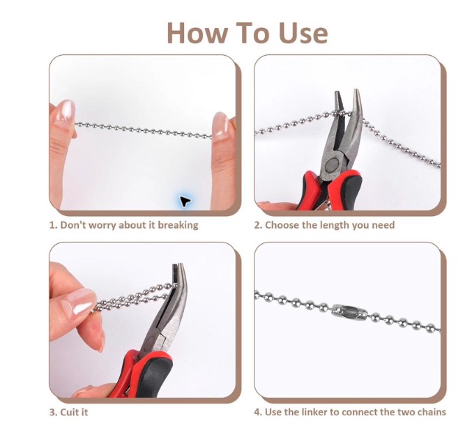 Extra-Long Ceiling Fan Pull Chain Extension, 236 in Steel 3 mm Ball Bead Chain with 30 Connectors