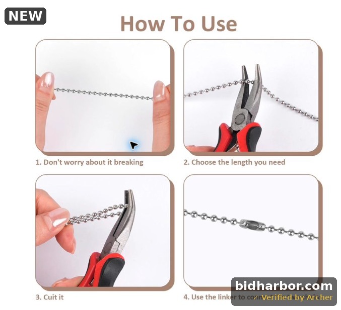 Extra-Long Ceiling Fan Pull Chain Extension, 236 in Steel 3 mm Ball Bead Chain with 30 Connectors