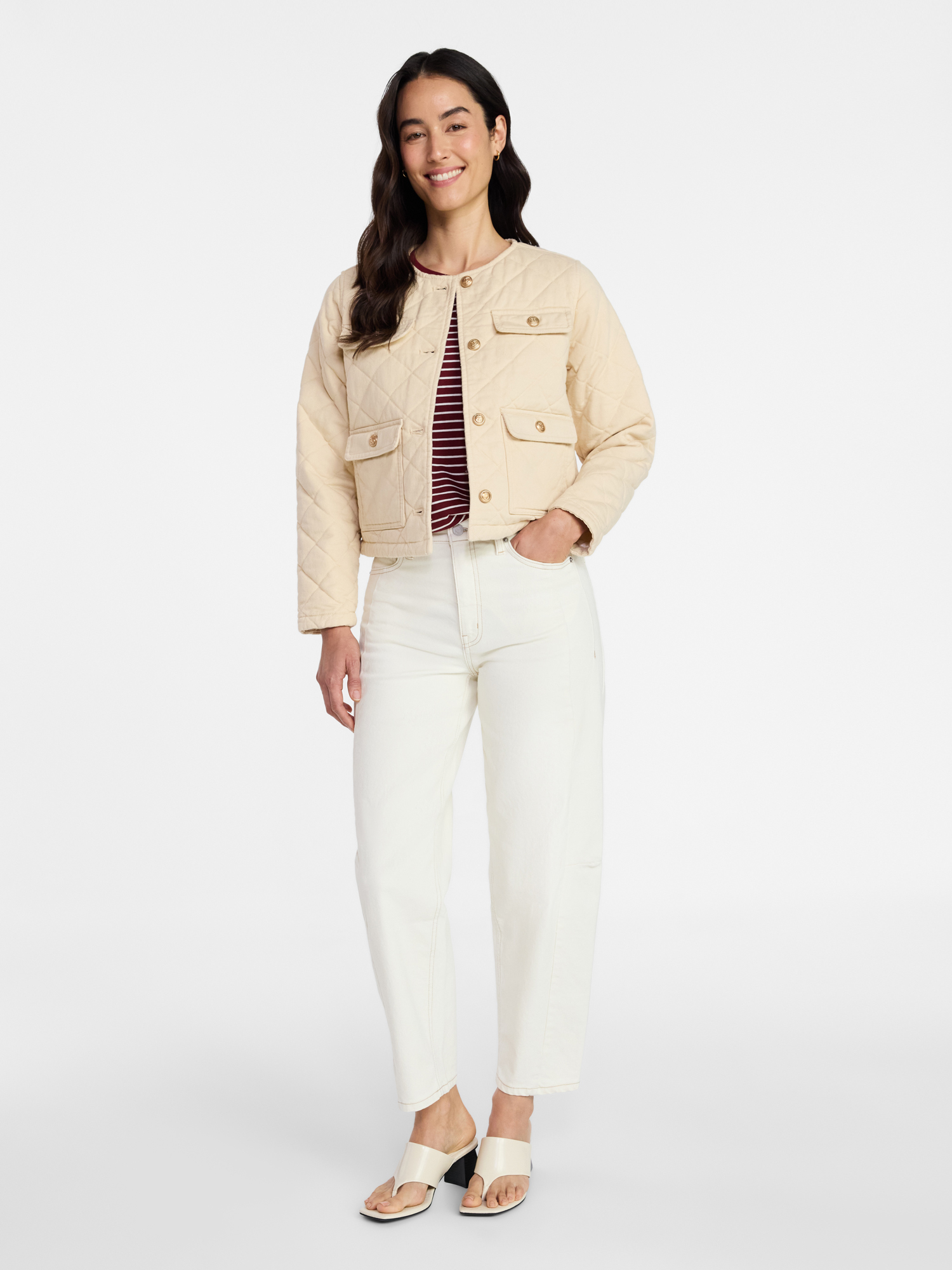 Time and Tru Womens Quilted Cotton Jacket, Sizes XS-XXXL