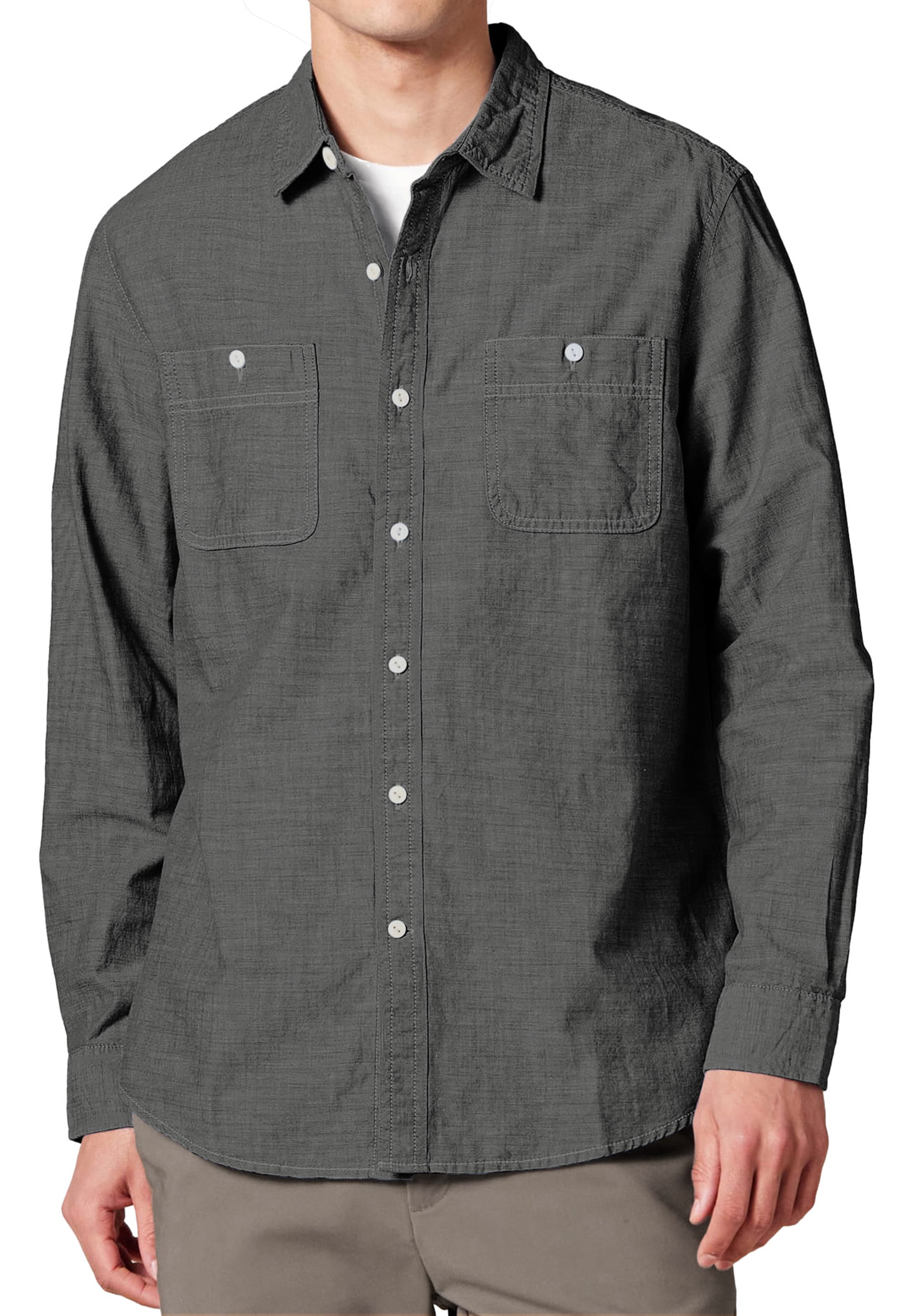 Thrilos Shirts for Men Denim Long Sleeve Shirts Button Down Regular Fit Shirt LightWeight Casual Shirts