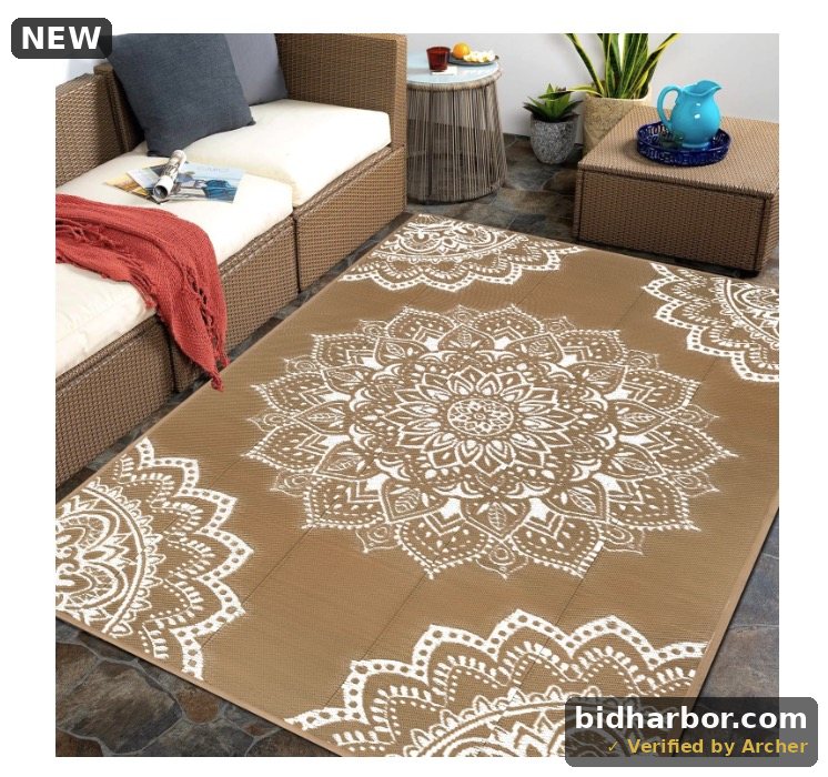 Outdoor Rug x ft Reversible Plastic Straw Rug for Patio Camping RV Mat Large Outside Rug Carpet for Porch Deck Backyard Balcony Picnic (Brown)