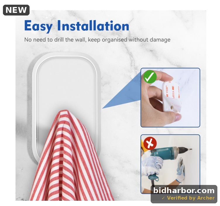 INNOPLUS 6X White Wall Hook Coat Rack for Hanging Towel Backpack Hat Damage Free Decorating