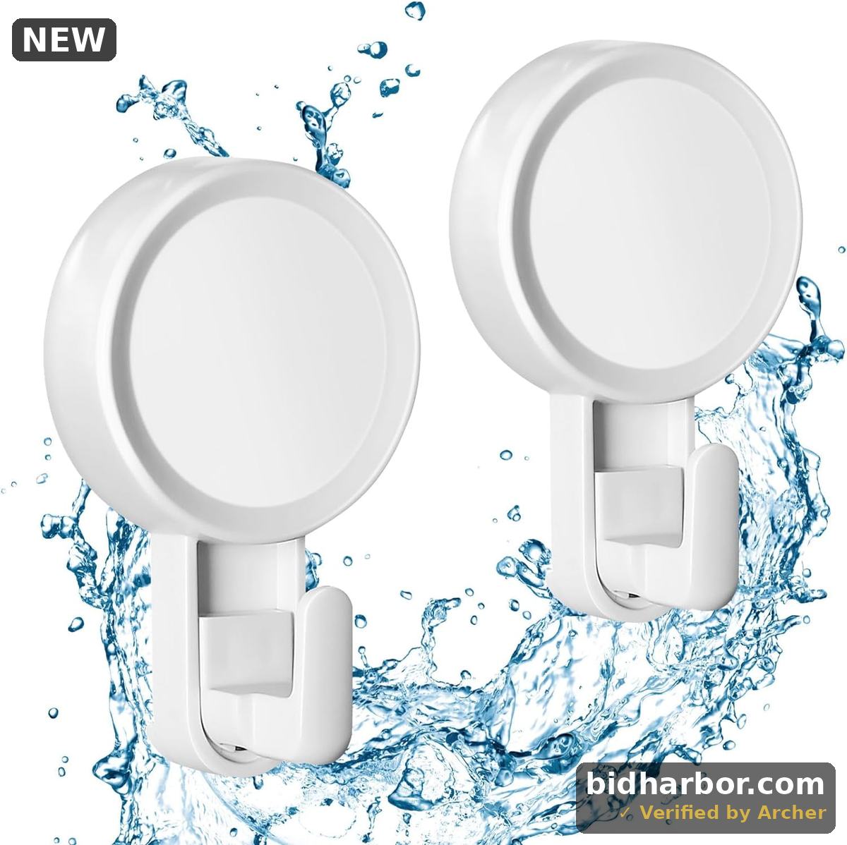 Luxear Wreath Hanger, Heavy Duty Suction Cup Hooks Hold up to 11LB, Reusable & Waterproof Shower Hooks for Kitchen Bathroom Loofah Bags Bathrobes Christmas Decorations - 2 Pack