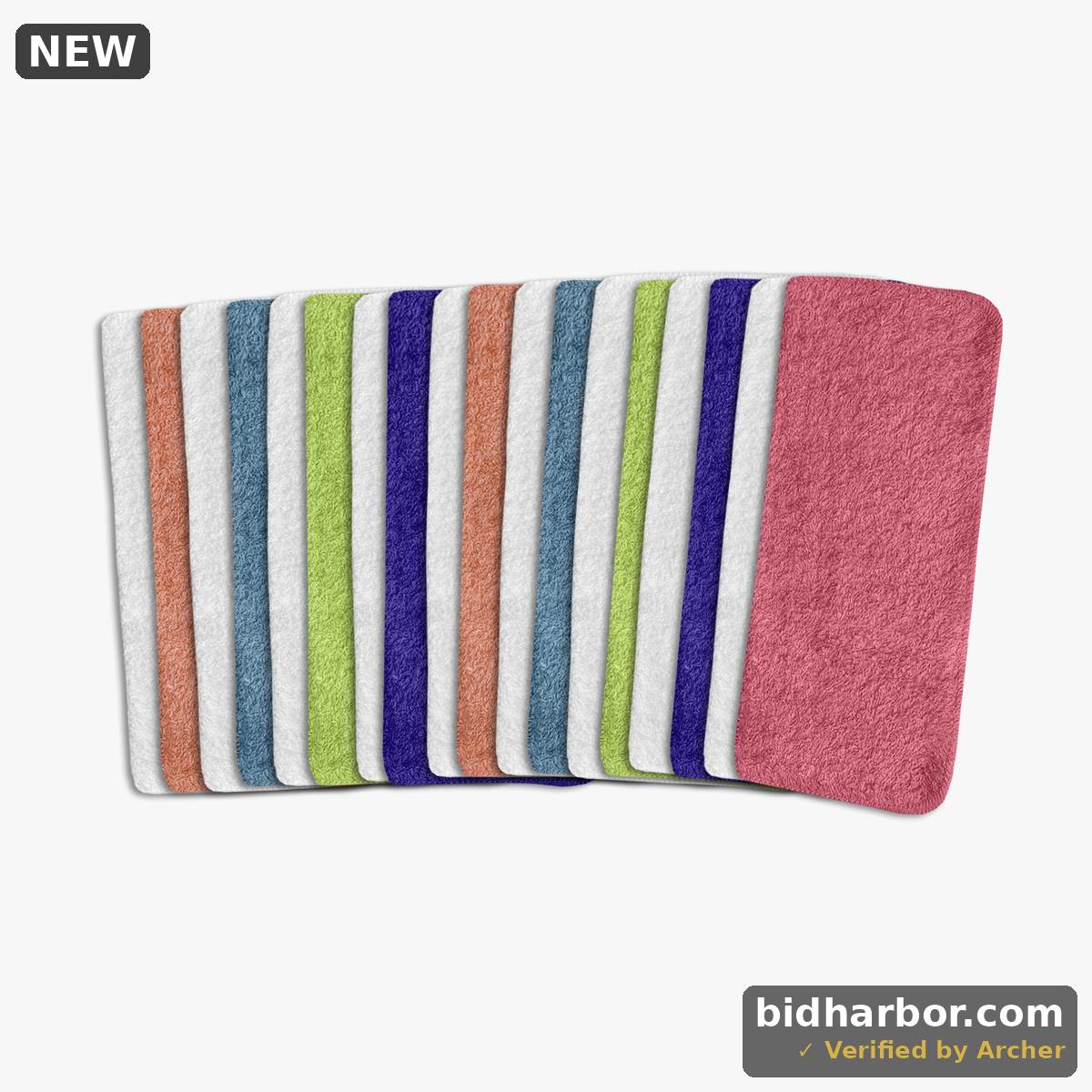Mainstays 100% Cotton Washcloths, 18-Pack, 12 x 12 in, True Bright Assortment