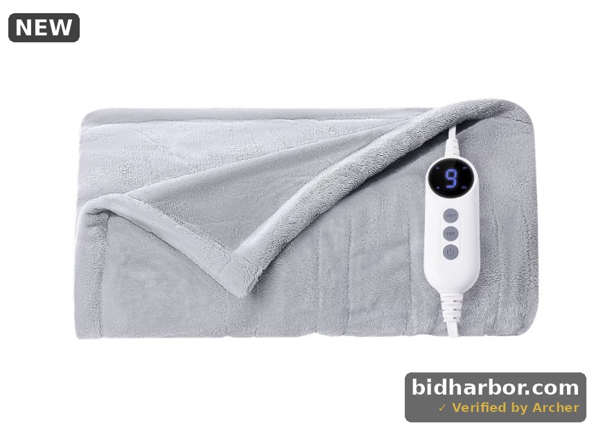 JUSTLET Heated Blanket Throw, 50x60 Double-sided Flannel Electric Blanket, 9 Heat Levels & 2-10 Hours Auto shut-off, over-heat protection, machine washable, Light Grey