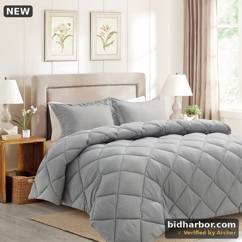 JUSTLET 3 Pieces Cal King Comforter Set, Bed in a Bag, Machine Washable Bedding Set, Light Grey