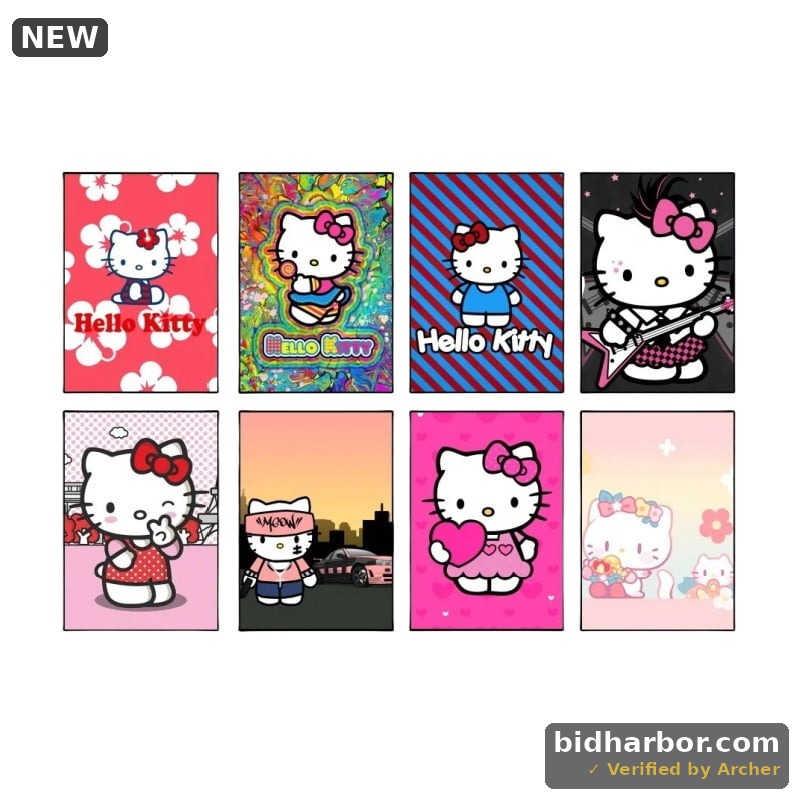 Lsskjtf A Set Of 8 Hello Kitty Cartoon Paintings Posters For Kids Bedroom Wall Decorations Unframed