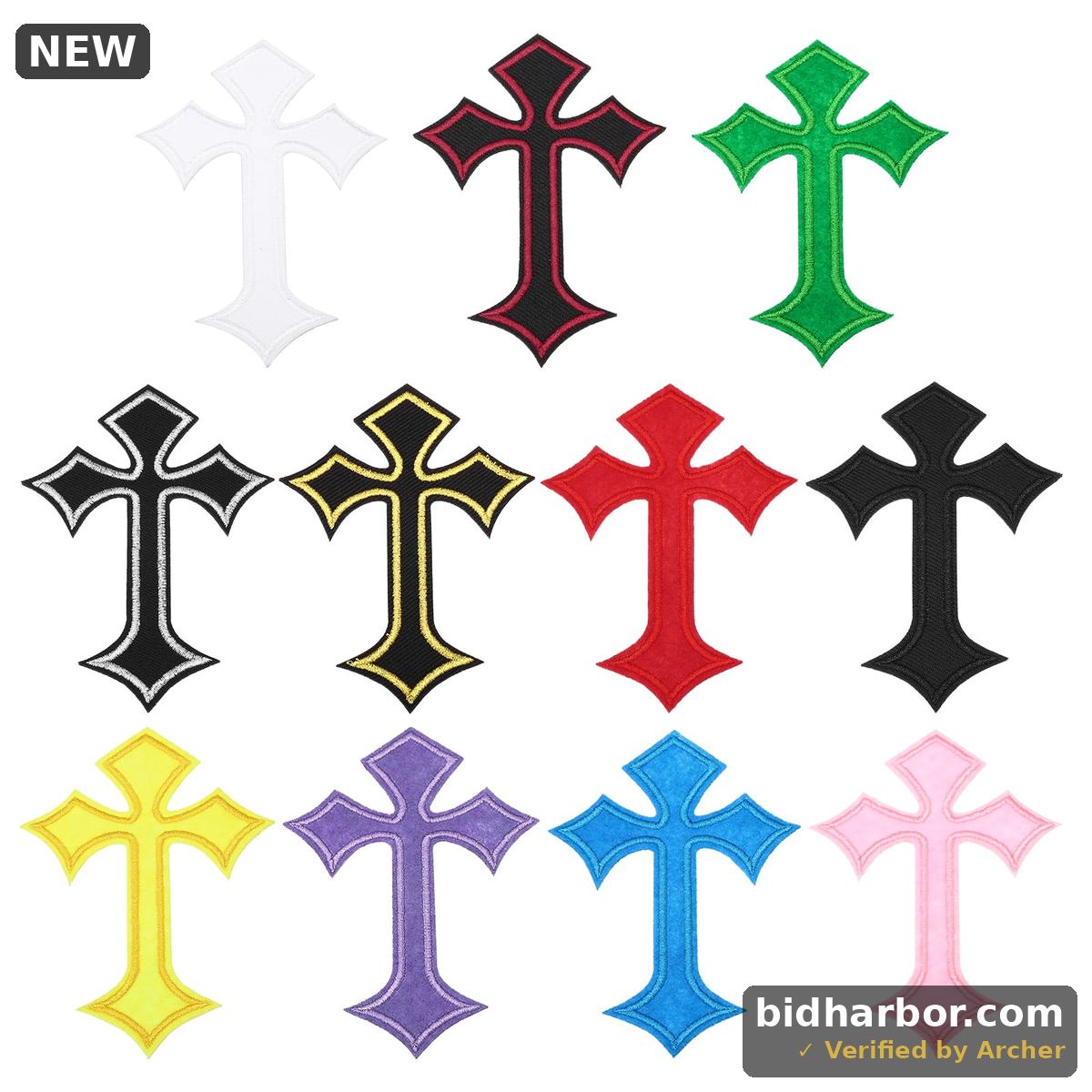Uxcell Non-woven Fabric Cross Embroidered Patch Iron On Decorative Patch Multicolor 4.1 X 2.8 11Pcs