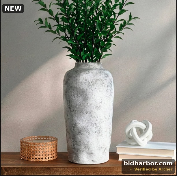 Elements Hand-Finished Rustic Stoneware Vase, 17-Inch