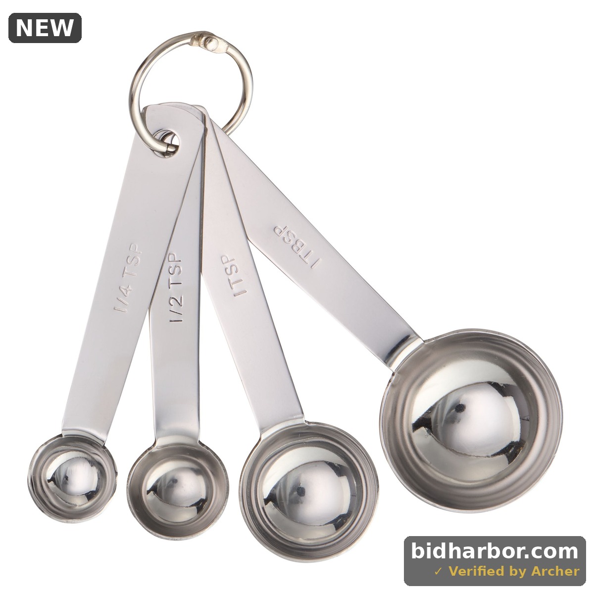Mainstays Kitchen Stainless Steel 4-Piece Nesting Measuring Spoons Set Stainless Steel Finish