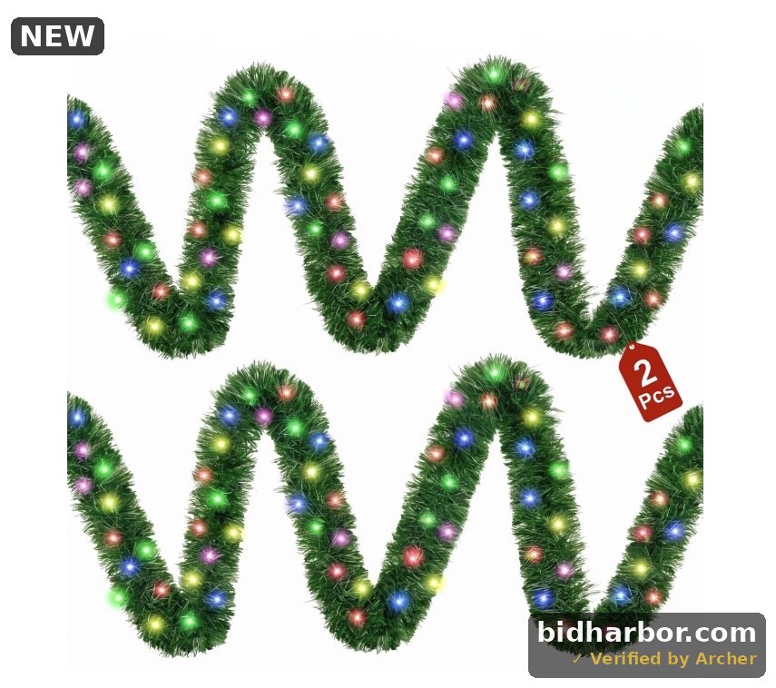 Scidweet Christmas Garlands Decorations, 2 Pcs 32.8 ft Pre Lit Xmas Garland with Lights for Indoor Outdoor Christmas Tree Party Holiday Xmas Decor, Green