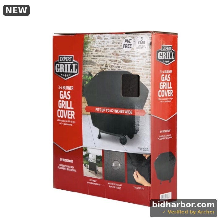 Expert Grill Gas Grill Cover for 3-4 Burners, Fits Up to 62 in Wide, Black