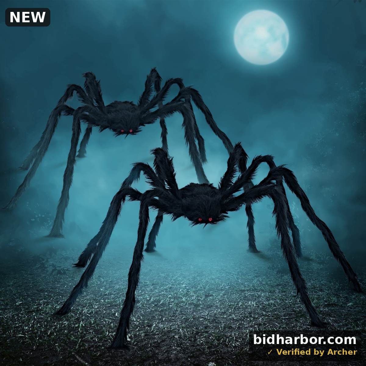 Joyfy 2 Pack 5 FT Giant Spider Halloween Decorations,Scary Spider Halloween Decorations Outdoor Party Decorations Props Halloween Yard Decorations,Black