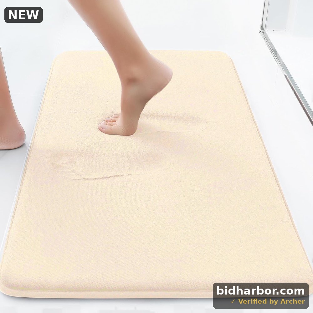 Furrygo Memory Foam Bathroom Rug, 20 x 32 in, Non-Slip Absorbent Bath Mat, Beige