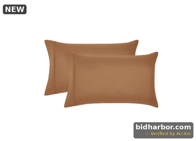 Mainstays Super Soft Brushed Microfiber Pillowcase Set, Caramel Brown Stripe, King, 2 Piece