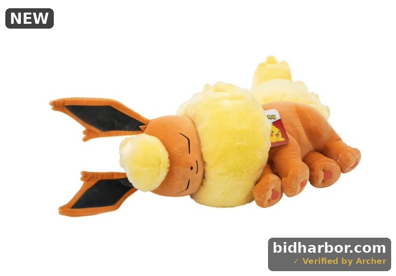 Pokémon Flareon Sleeping Plush - 18-inch Premium Plush in Sleeping Pose