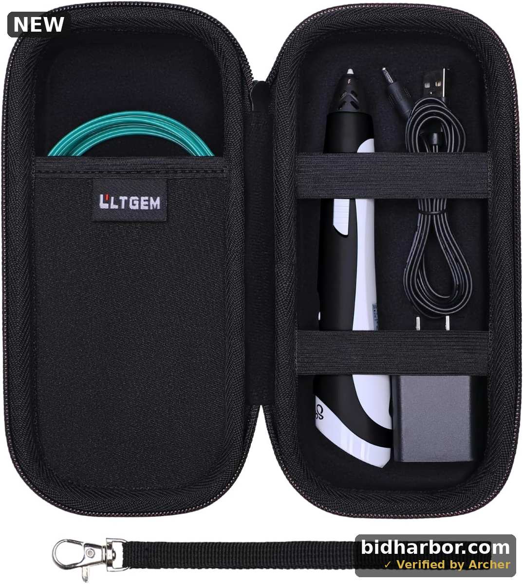 LTGEM Case Compatible with SCRIB3D Advanced / MYNT3D Super / SCRIB3D P1 3D Printing Pen, Charging Cable, Plug and Filament, Black(Case Only)