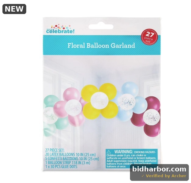 Multicolor Flower Latex Balloon Garland, 27 Pieces, by Way To Celebrate