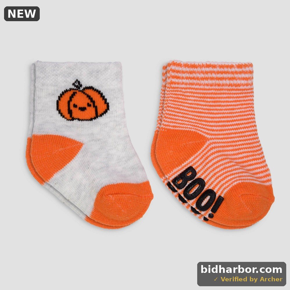 Carter's Just One You® Baby 2pk Halloween Crew Socks - Gray/Orange 0-6M
