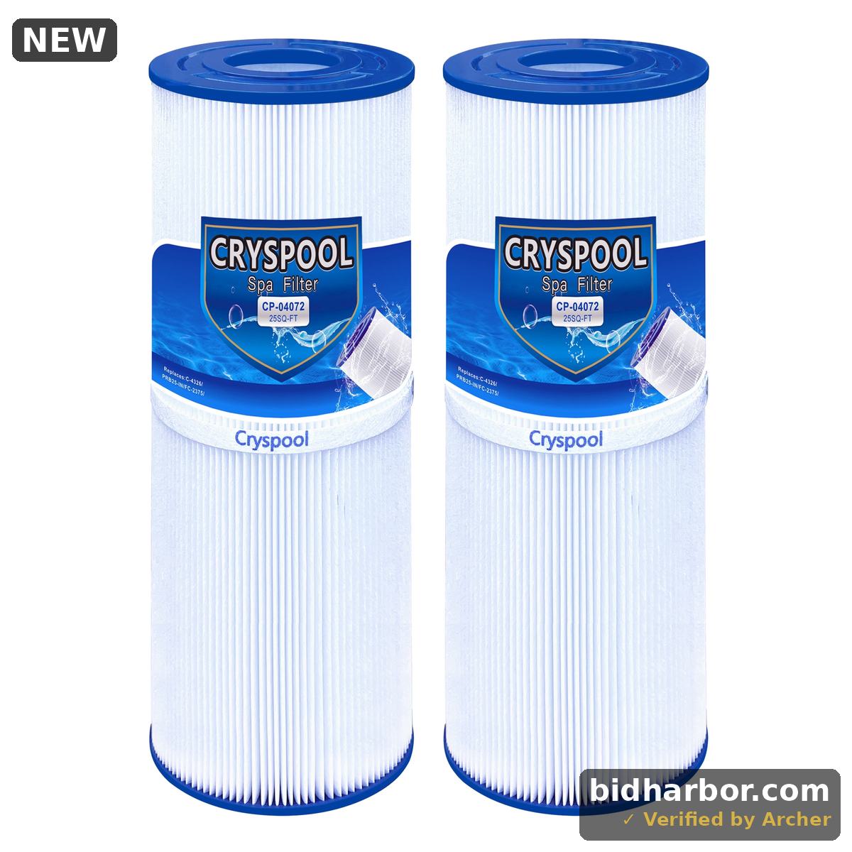 Cryspool PRB25-IN Spa Filter Replaces Unicel C-4326 Hot Tub Filter, Filbur FC-2375, 3005845, R172327, R173429, 33521, 25392, 817-2500,5X13 Spa Filter 25 sq.ft,2pack