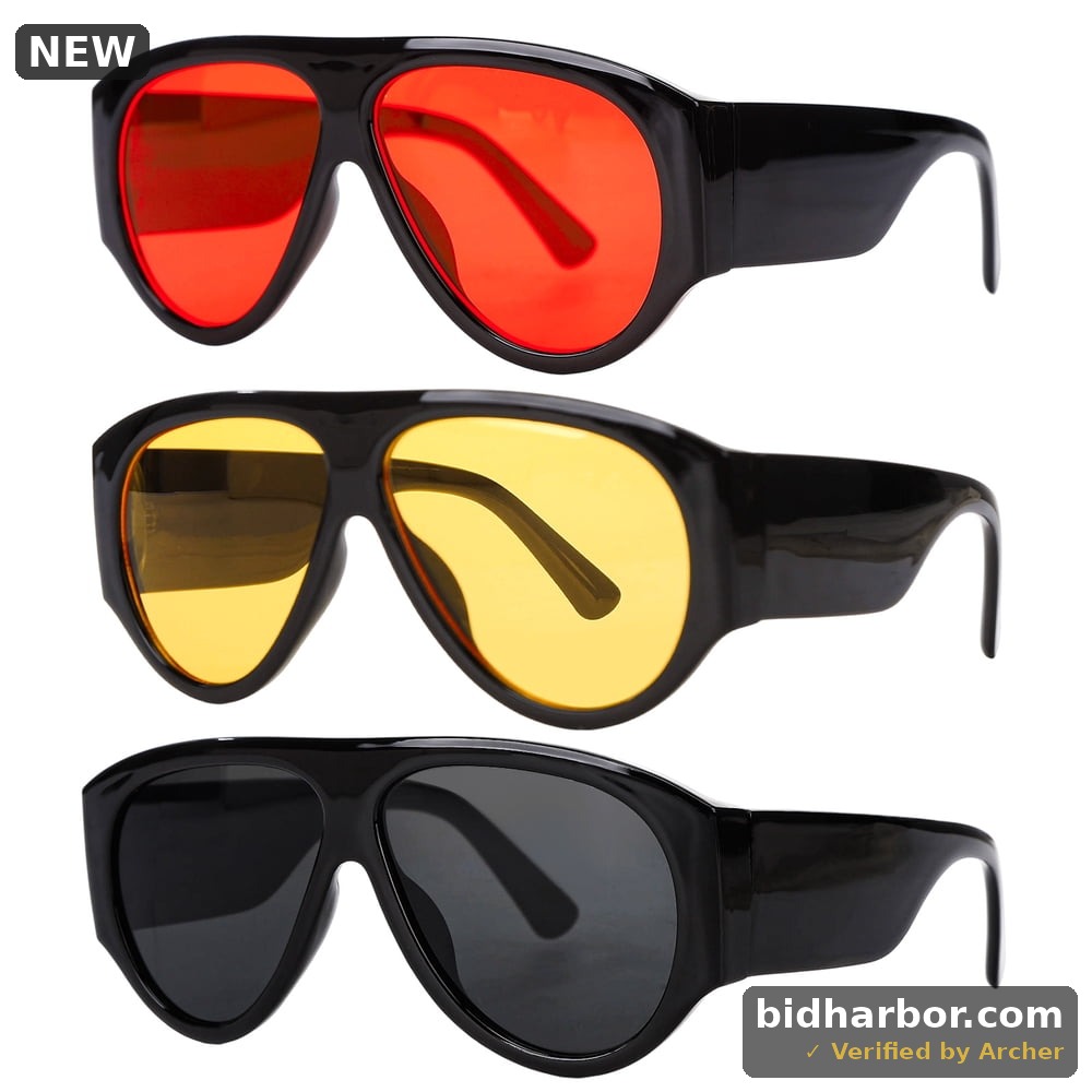 Bocaoying 3 Pack Aviator Sunglasses for Women & Men, Retro Vintage Oversized 70s Pilot Style, Thick Frame Trendy Sun Glasses for Driving, Fashion Daily Wear