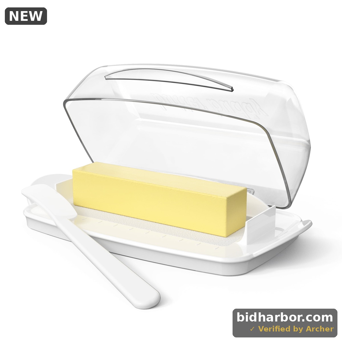 Butter Dish with Clear Lid for Countertop Flip Top Butter Dishes Plastic with Spreader Transparent Cover