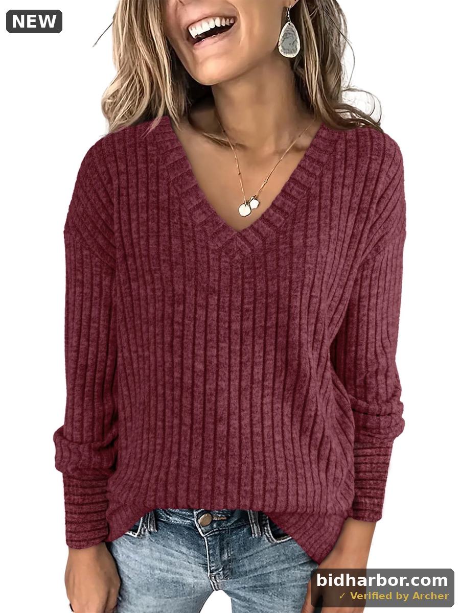Shine Up Womens Tops V Neck Long Sleeve Shirts Lightweight Pullover Casual Tunic Tops - Size 2XL