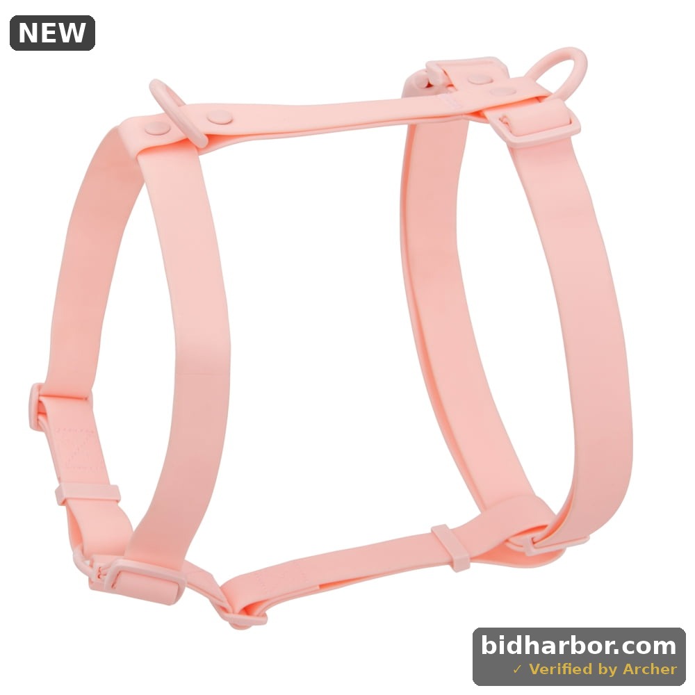 PoyPet Non-Pulling Dog Harness,Waterproof PVC Harness with 2 Leash Clips,Pink S
