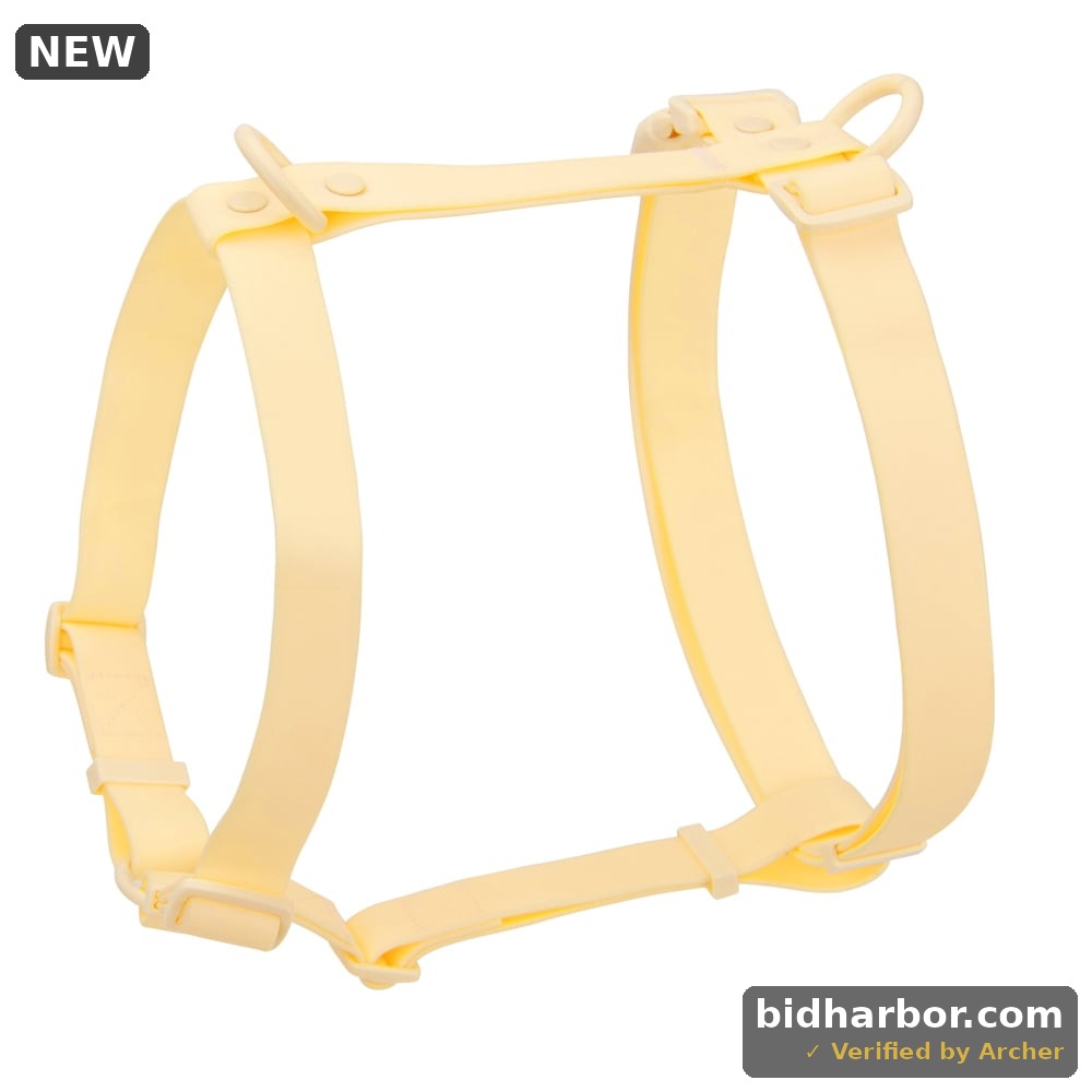 PoyPet Non-Pulling Dog Harness,Waterproof PVC Harness with 2 Leash Clips,Yellow L