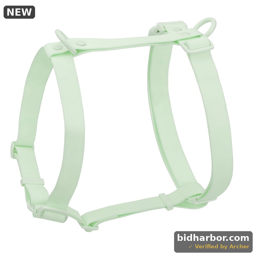 PoyPet Non-Pulling Dog Harness,Waterproof PVC Harness with 2 Leash Clips,Green L