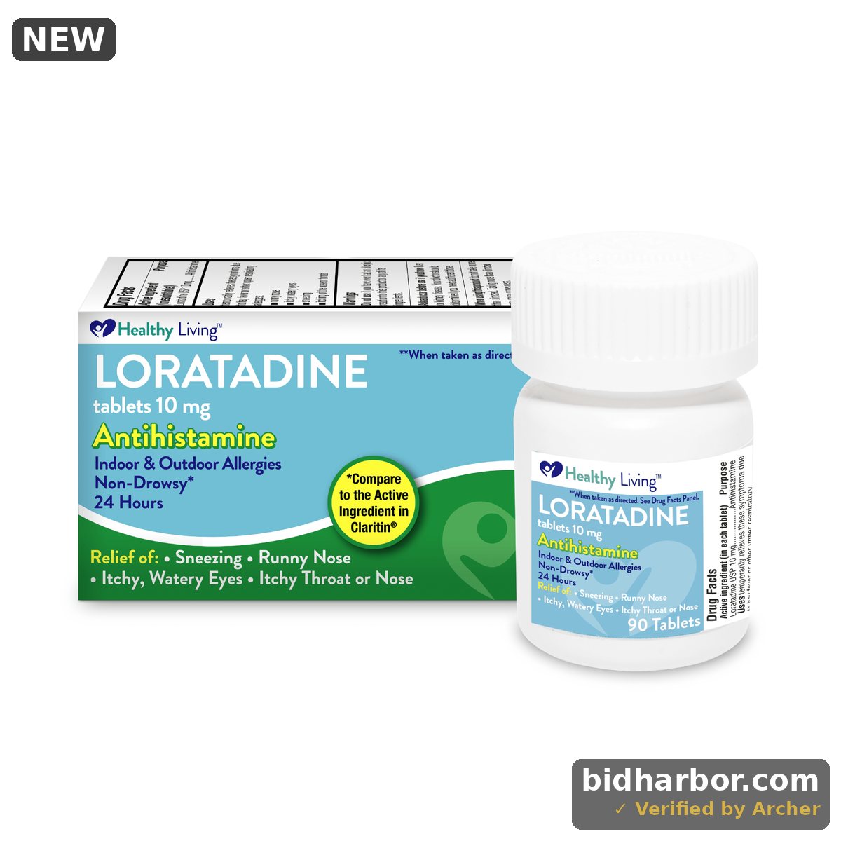 Healthy Living Non-Drowsy Allergy Relief Antihistamine Loratadine Tablets 10mg, 90 Count