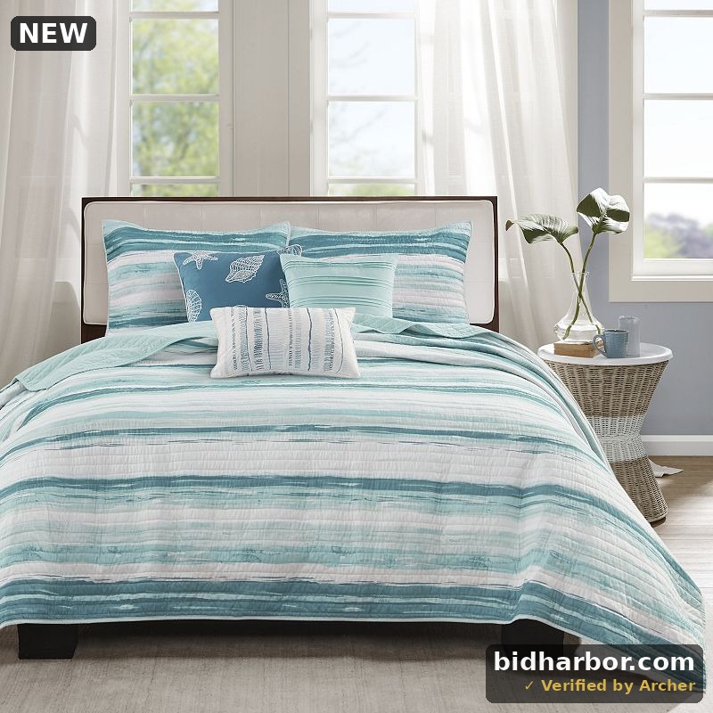 Madison Park 6pc King/California King Fairbanks Quilted Microfiber Coverlet Set, Aqua - Size King/Cal King