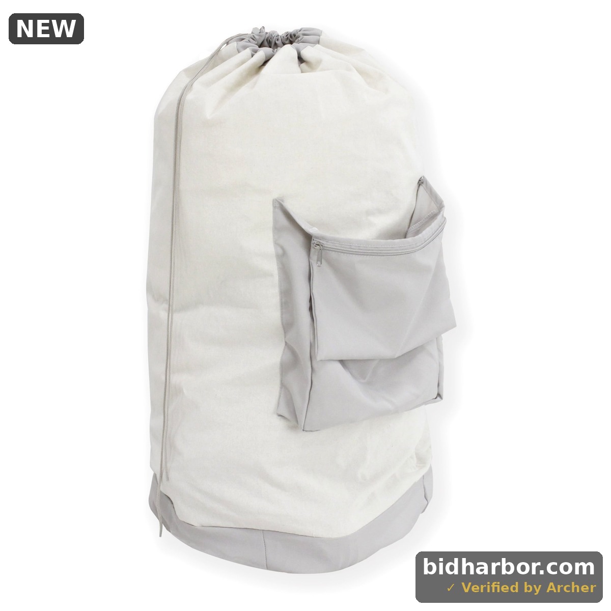Mainstays Heavy-Duty Canvas Laundry Bag with Carry Strap, 26 in x 37 in, Grey Pumice