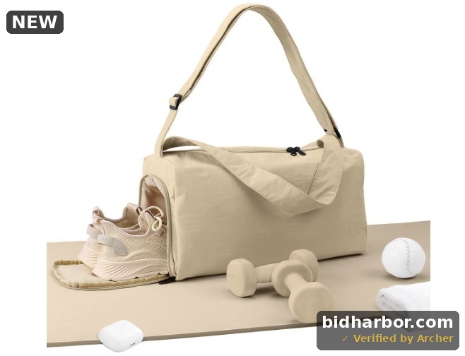 Gocvo Small Gym Bag for Women Men, Lightweight Duffle Bag Small Travel Bag with Wet Pocket for Gym Yoga Swim (Beige)