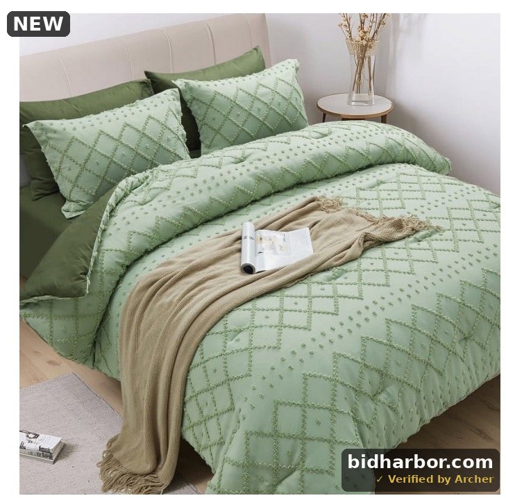 JUSTLET Full 7-Piece Tufted Bed-in-a-Bag Set - Sage Green