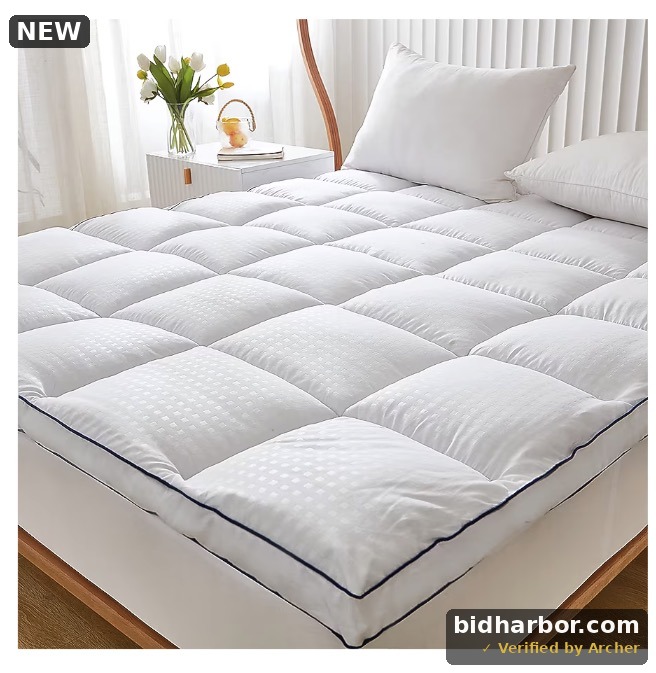 JUSTLET Extra-Thick Mattress Topper, Queen, White
