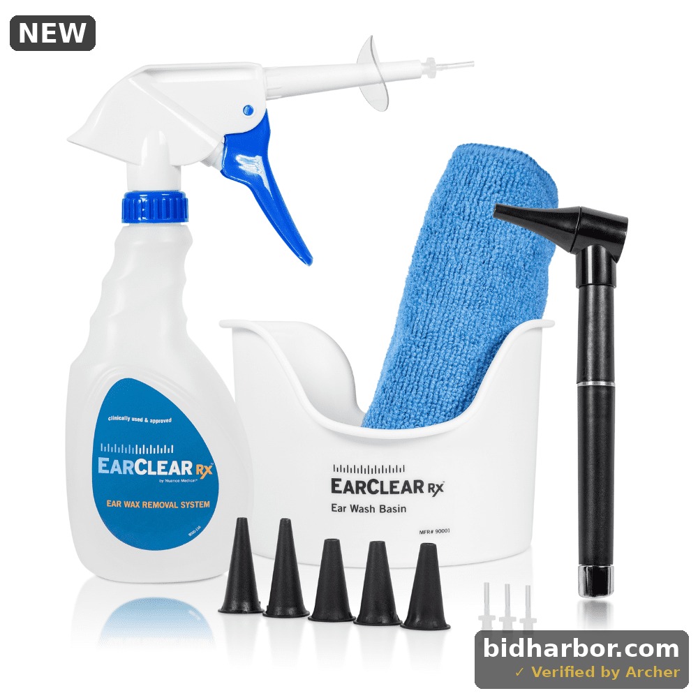 EarClear Rx Rigid Tip Self Ear Washing Kit for Ear Wax Removal with 3 Tips