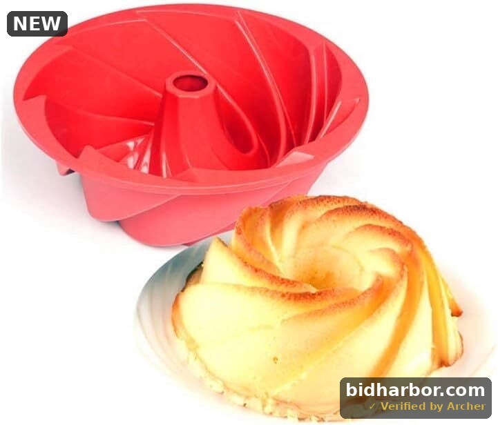 Siloon 2 Pack Silicone Fluted Cake Pan, 9.6 Inch Round Non-Stick Baking Mold for Cake, Gelatin, Bread, Brownie