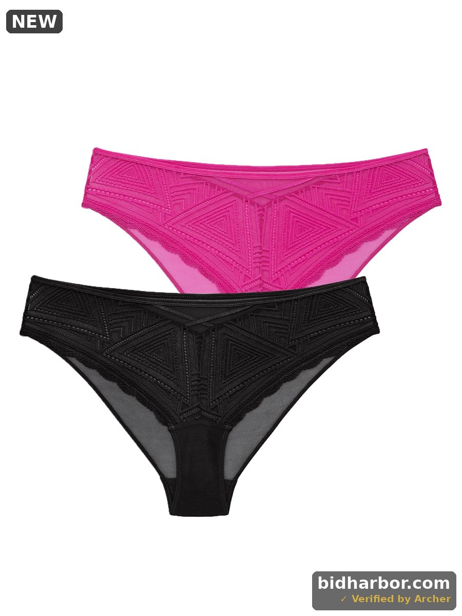 Adored by Adore Me Womens Tessa Geo Lace Cheeky Underwear, 2-Pack, Sizes S-XXXL