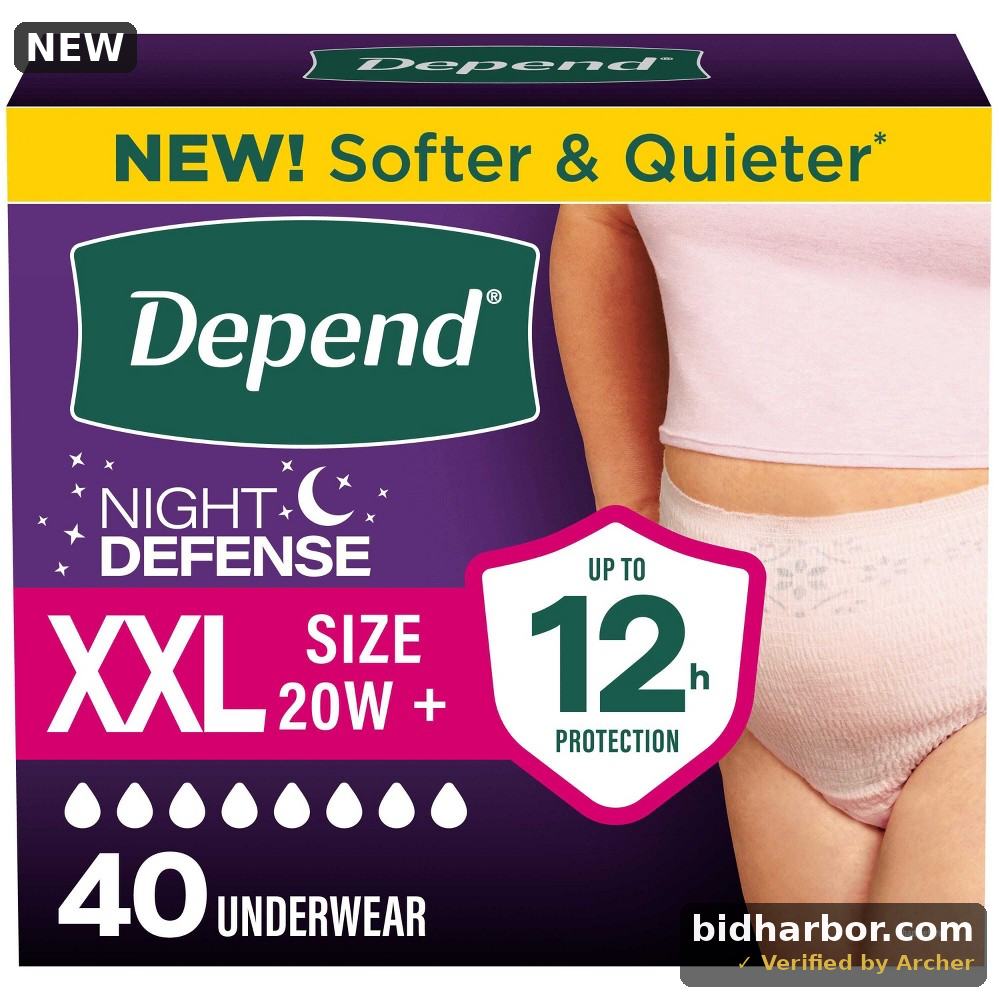 Depend Night Defense Incontinence Underwear for Women, Adult Diapers, XXL, 40 Count