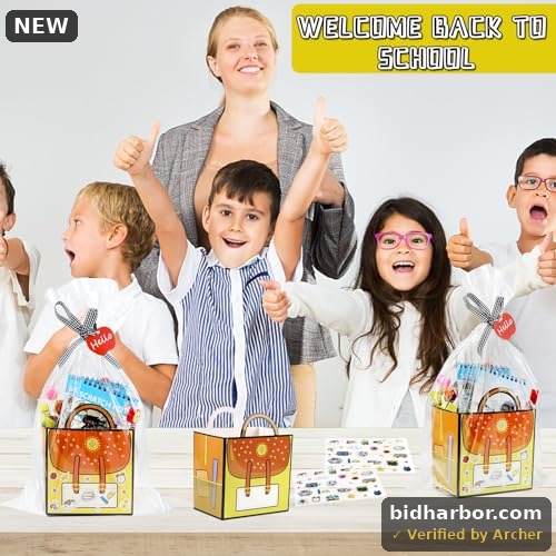 84 Pcs Back to School Gifts for Students with Stickers Ribbons, Treat Basket Empty to Fill Sets, First Day of School Candy Box, Classroom Gifts Bulk Kit as Teacher Appreciation Gifts