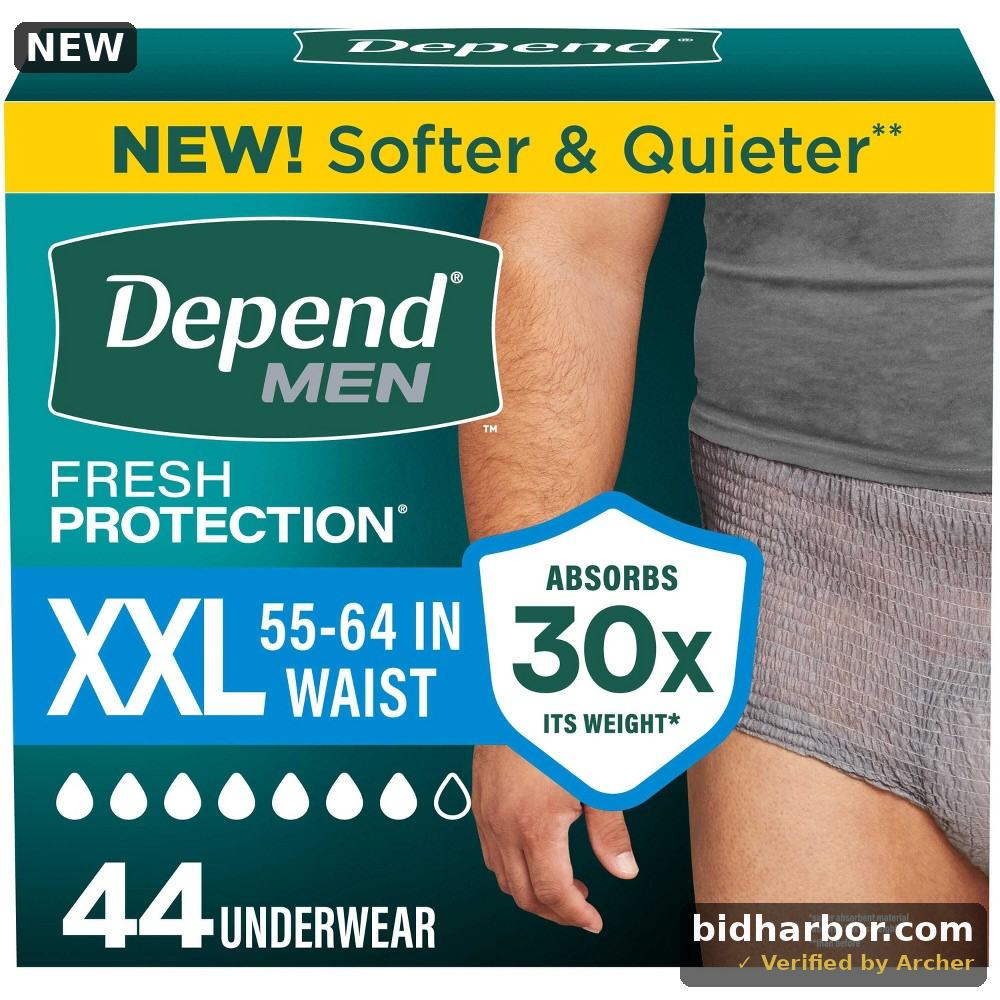Depend Fresh Protection Incontinence Underwear for Men, Adult Diapers, XXL, 44 Count