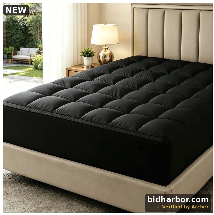 JUSTLET Quilted Fitted Twin XL Mattress Pad Pillow Top Mattress Cover Cooling Breathable Fluffy Soft Mattress Protector Top 8-21" Deep Pocket Cooling Mattress Topper, Black