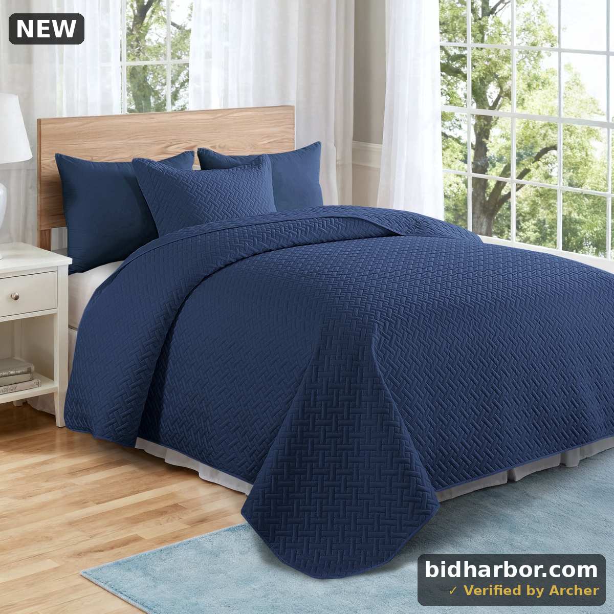 Quilt Set King Size - Lightweight Quilts Summer Bedspreads for All Season 3 Piece (1 Quilt, 2 Pillow Shams) - Navy Blue