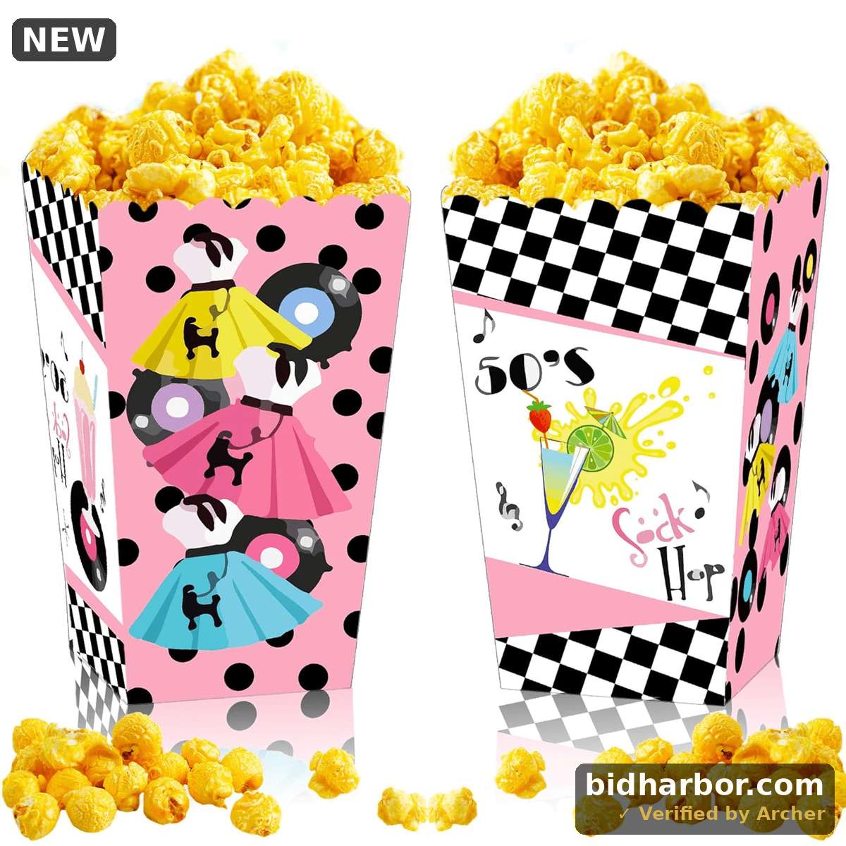 50s Sock Hop Party Popcorn Boxes 50s Theme Party Decorations 1950s Decorations 1950s Rock N Roll Party Boxes — Size One Size