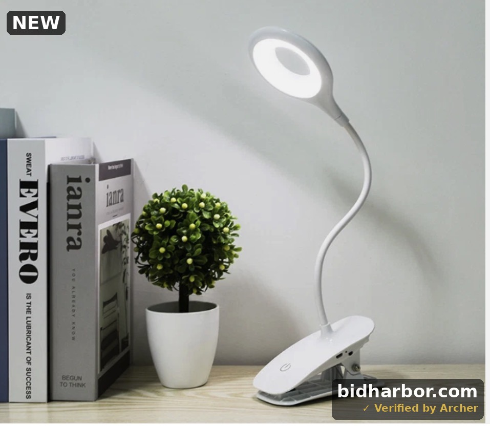 NATYSWAN Touch Dimmable LED Clamp Desk Lamp, 5000K 480 lm, 19.7 in, White