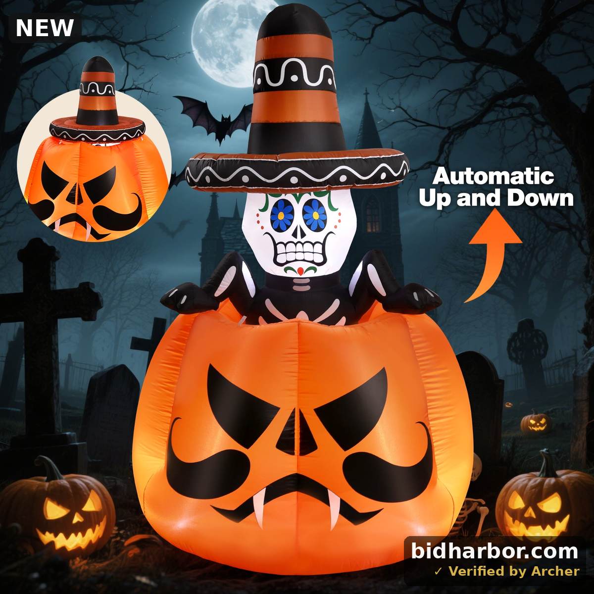 Ayieyill 6FT Festive Pumpkin Inflatable Decor, Blow Up Ornament for Indoor Outdoor Garden Lawn Yard Holiday Decoration