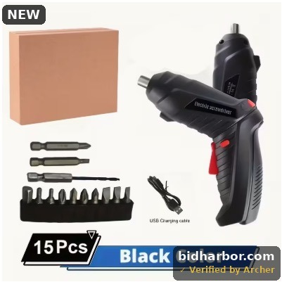 HIEOLES Cordless Electric Screwdriver Set, USB Rechargeable, with Bits, Sockets and Carry Case